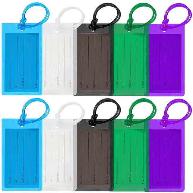 10 Pack Luggage Tags for Suitcases, Airplane Travel Essentials for Flying, International Travel Must Haves, and Luggage Accessories by Sodsay