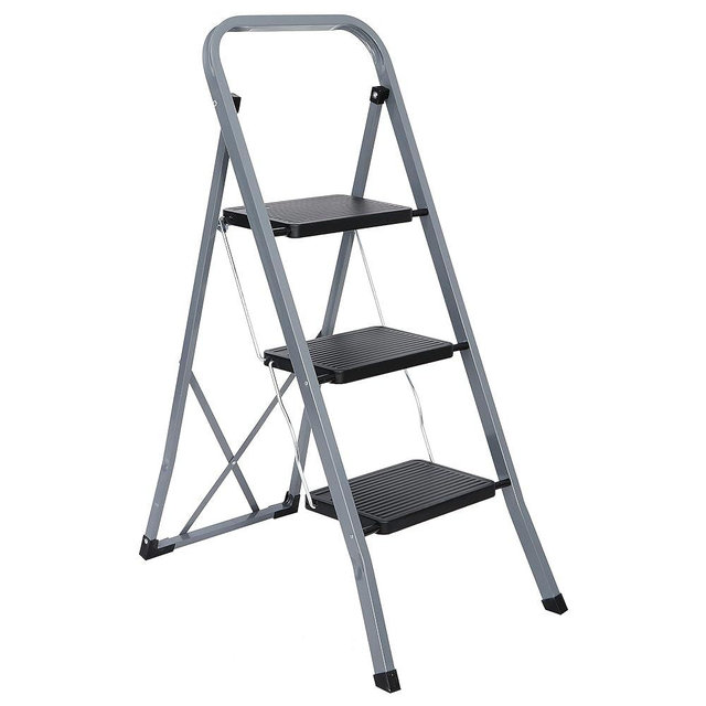 ZENY 3 Step Ladder Folding Step Stool with Wide Anti-Slip Pedal, Convenient Handgrip, Portable Steel Step Stool, 300 lbs Sturdy Steel Ladder for Household and Office