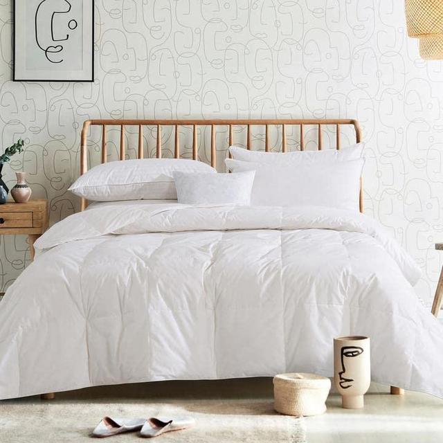 Cosybay Cotton Quilted White Feather Comforter Filled with Feather & Down –Machine Washable - Lightweight Duvet Insert or Stand-Alone –Cal-King Size (104×96 Inch)