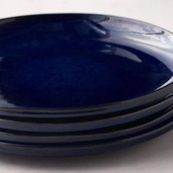 The Rowen Portuguese Stoneware Dinner Plates, Set of 4, Navy