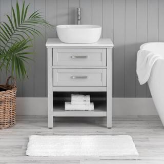 Solid Textured Stripe Bath Rug