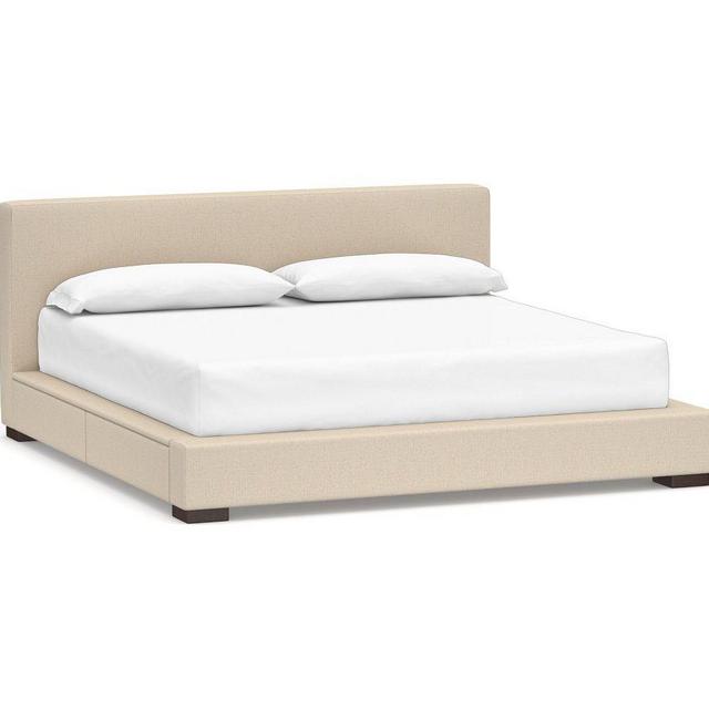 Carmel Upholstered Low Storage Bed, King, Performance Everyday Linen Oatmeal