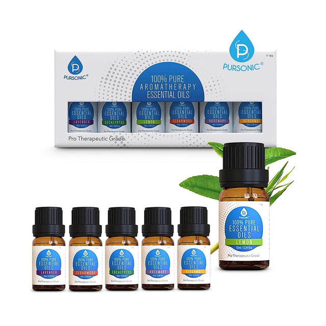 PURSONIC 6 Pack of 100% Pure Essential Aromatherapy Oils