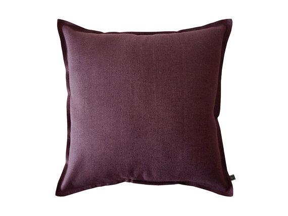 Accent pillow cover, Eggplant pillow, Linen decorative pillow, Linen throw pillow, Linen accent pillow, Square pillow cover