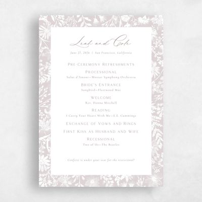 Taupe, White Wedding Program - Wildbloom