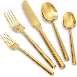 Gold Silverware Set Flatware Set Stainless Steel Cutlery Set 60 Pieces