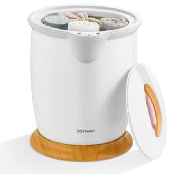 Costway - Bathroom Towel Warmer Bucket with Fragrance Holder & Auto Shut Off - White
