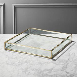 Large Glass and Brass Tray