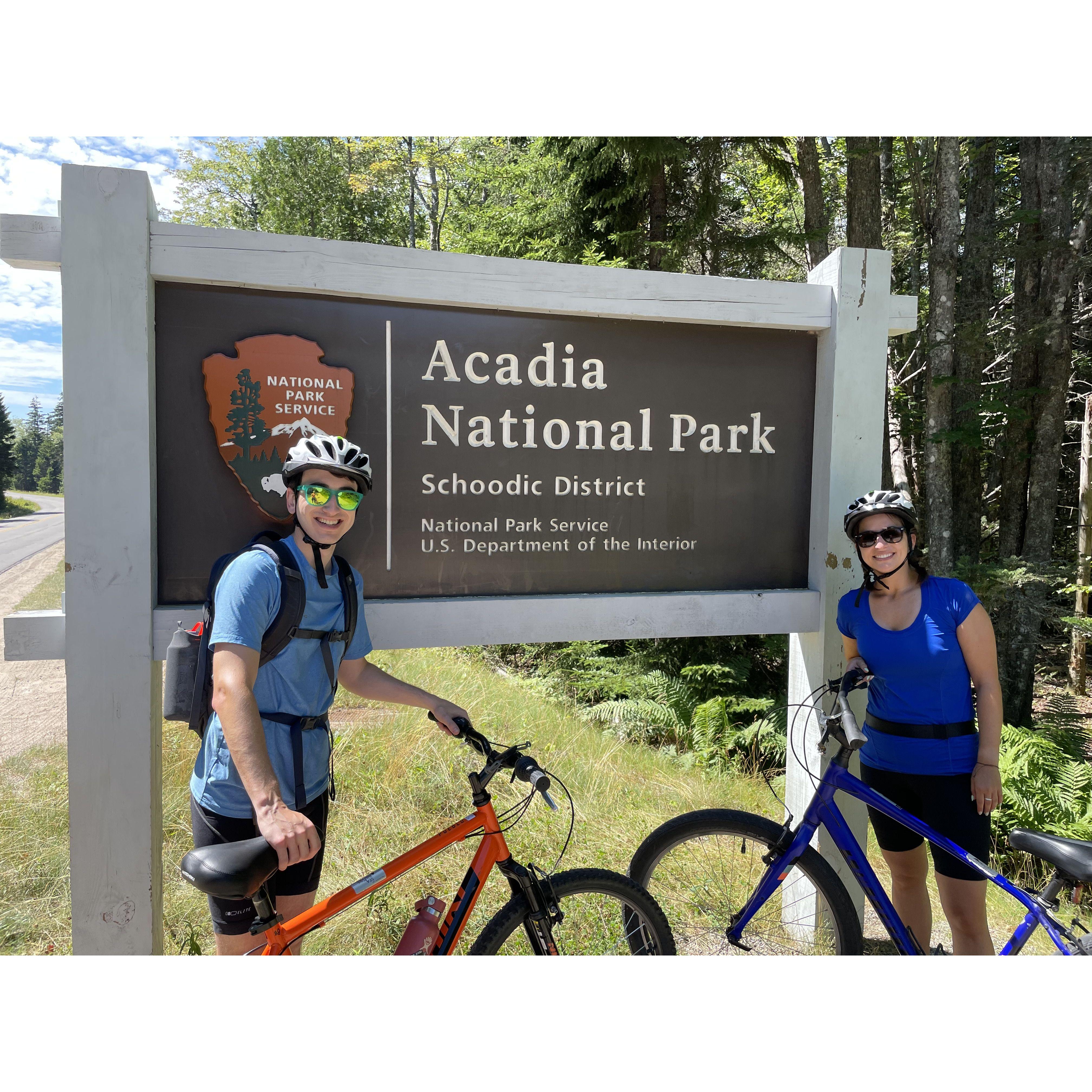 Bike riding around the Shoodic Peninsula in Acadia National Park.