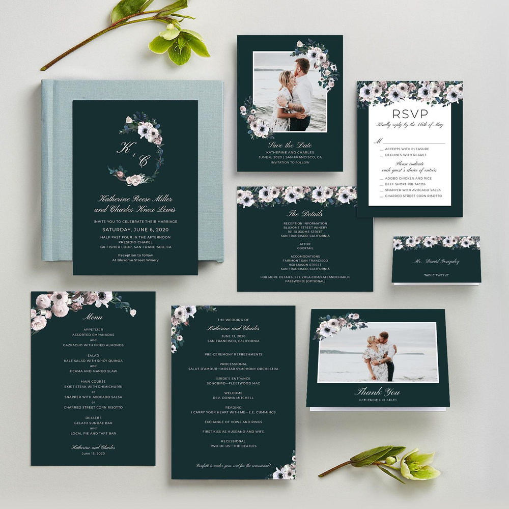 Napa Wreath | Green | Zola Wedding Invitations