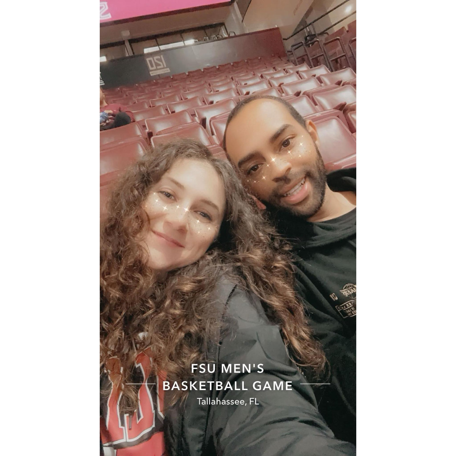 FSU basketball game for our 6 month anniversary where we sat courtside!