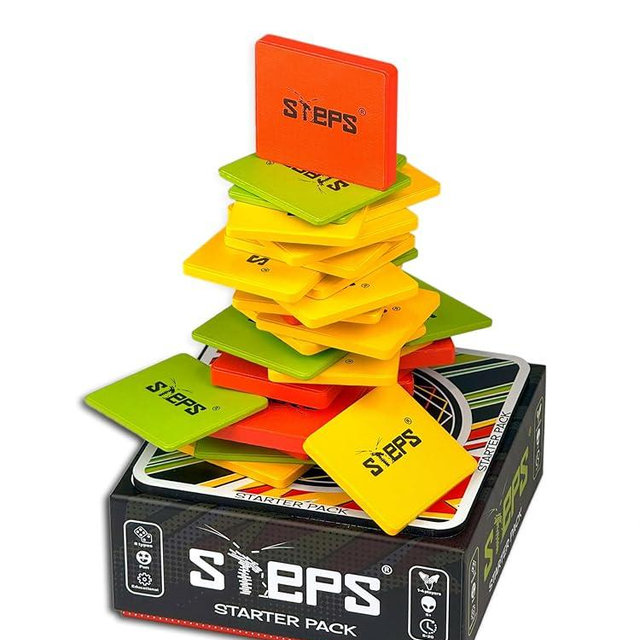Steps Games Starter Pack Wooden Board Game – Unique Skill-Based Family Game, Party & Travel Game Gift Fun for Kids and Adults