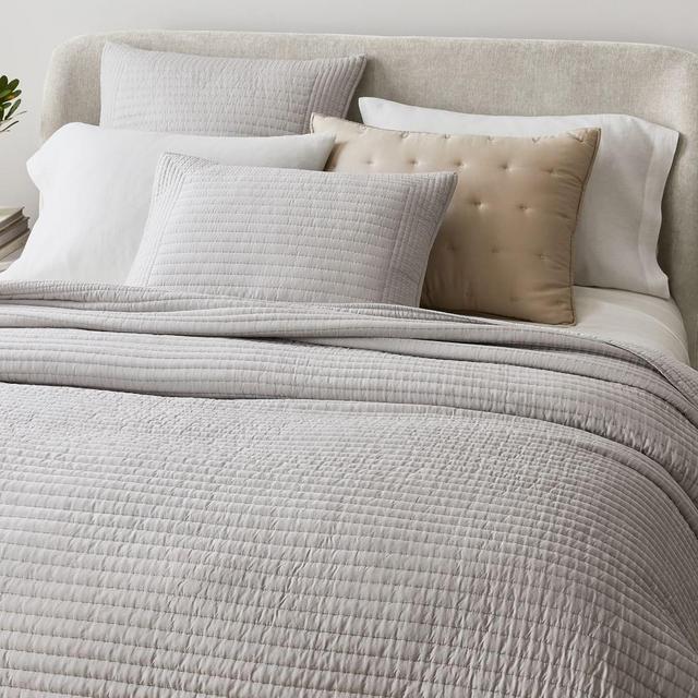 Tencel Pick Stitch Quilt, King, Frost Gray