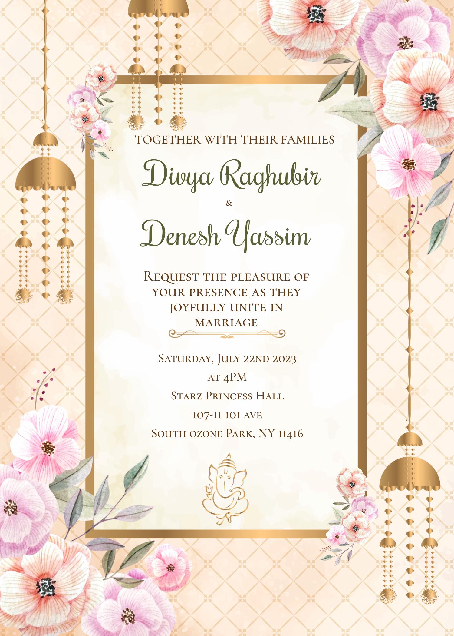 The Wedding Website of Divya Raghubir and Denesh Yassim