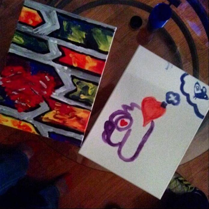 Our first date: Finger painting and Netflix.