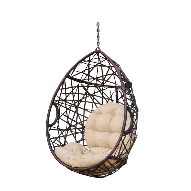 Cayuse Wicker Tear Drop Hanging Chair - Brown/Tan - Christopher Knight Home