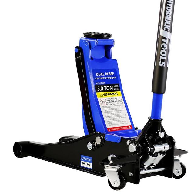 3 Ton/6600 LBS Floor Jack, Low Profile Floor Jack, Steel Racing Floor Jack with Dual Pistons Quick Lift Pump, Hydraulic Floor Jack, Lifting Range 3.3"-18.5" (Blue-Lift 3.3"-18.5" 3 Ton(6,600lb))
