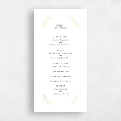 White Wedding Menu - Isolde Foil