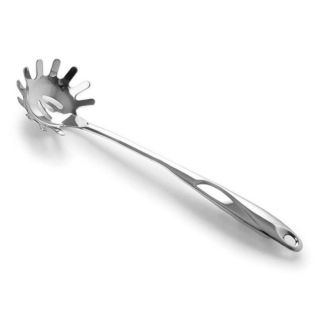 Spaghetti Spoon Durable Food Grade Pasta Spoon 304 Stainless Steel Pasta Fork with Ergonomic Handle Heat Resistant Design for Noodles Pasta