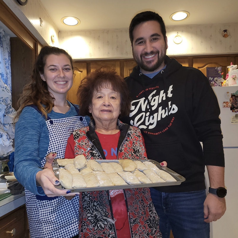 December 31, 2022: Julianne learning the secret Kovatch egg roll recipe with the One & Only Gram.