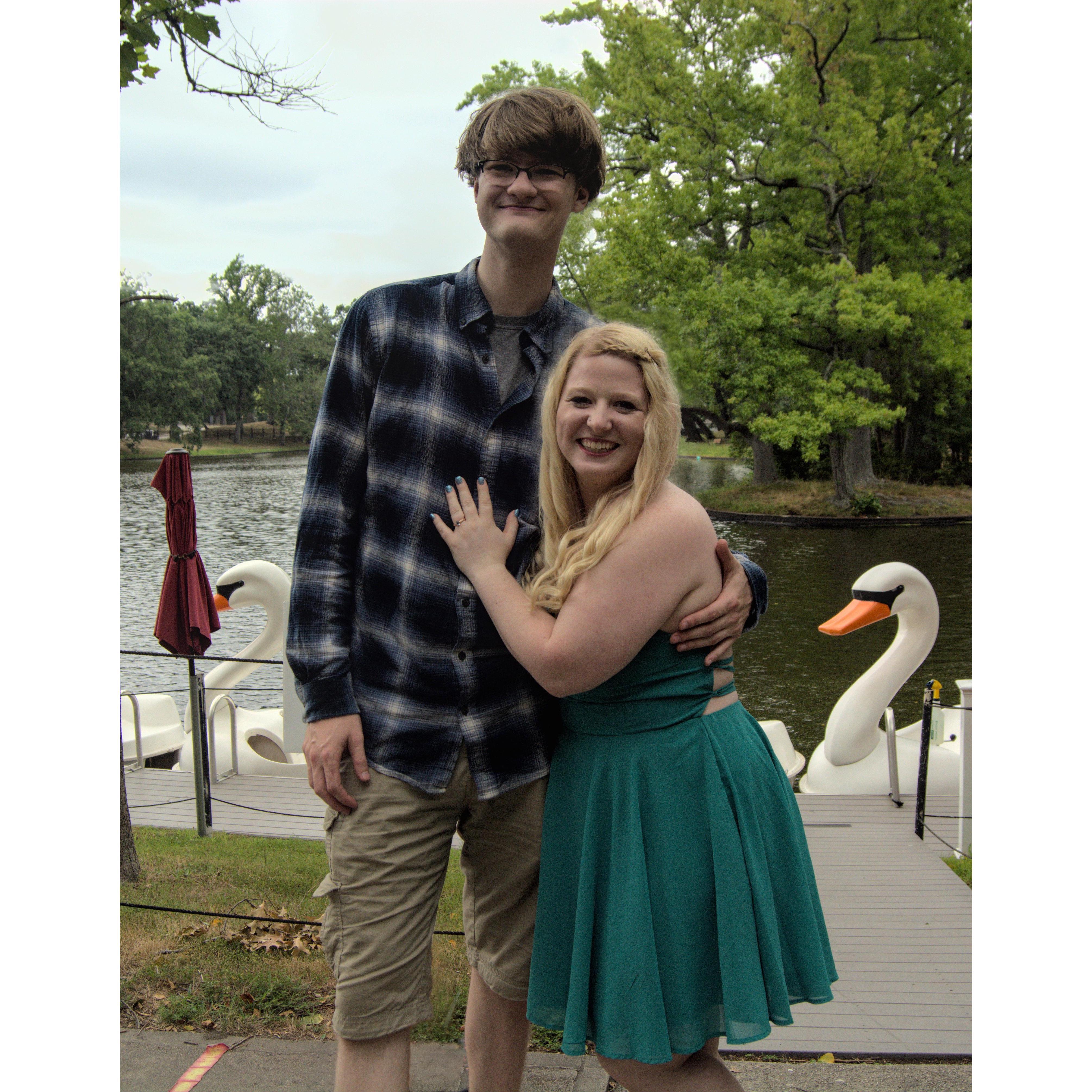 Right after Dawson proposed on the swan boats at Roger Williams Park