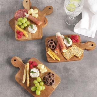 Caleb Acacia Wood Mini Serving Boards, Set of 4