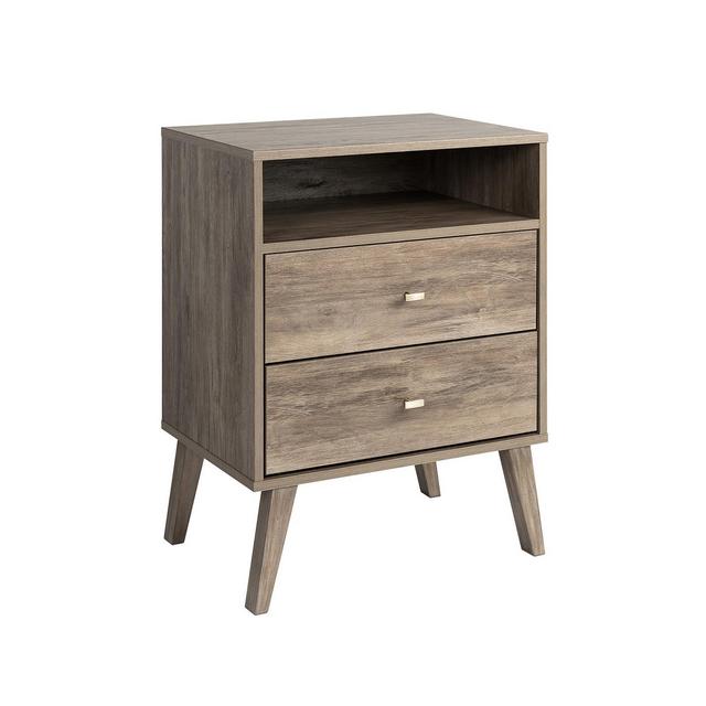 Prepac Milo 2 Drawer Tall Nightstand with Open Shelf