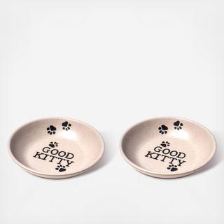 Good Kitty Paw Prints Pet Saucer, Set of 2