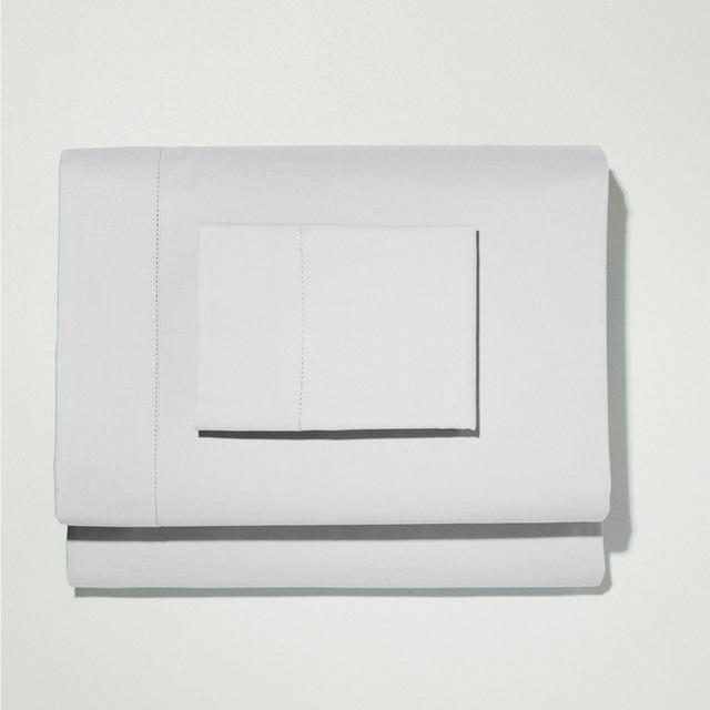 WHITE, QUEEN size- 280-Thread-Count Pima Cotton Percale Sheet Set