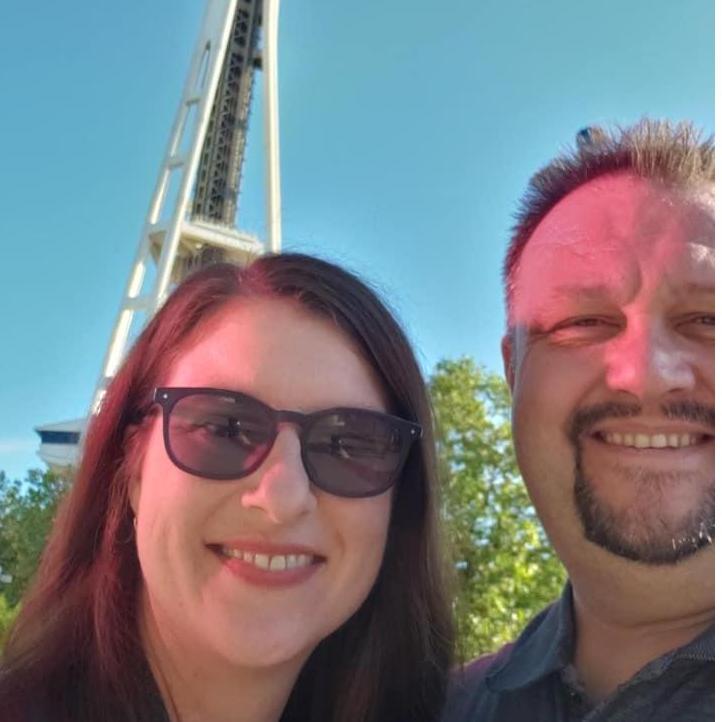 That is probably the Space Needle... it may be hiding along with the rest of Rick's face.