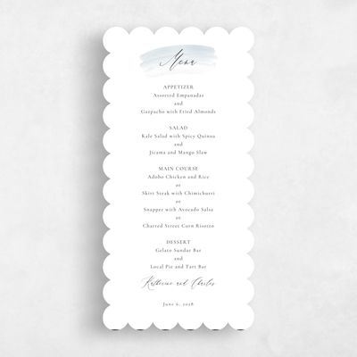 Blue Scalloped Wedding Menu - Violin