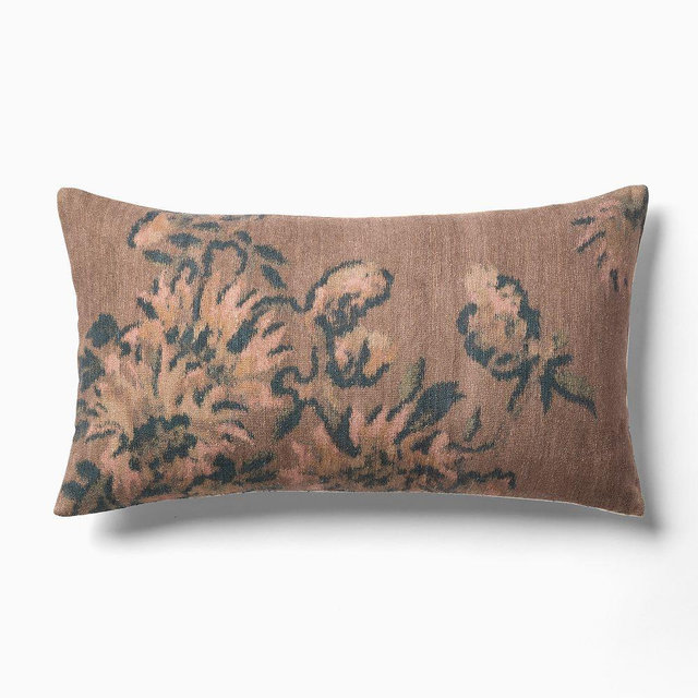 Deco Blossom Pillow Cover, 12x21, Peppercorn