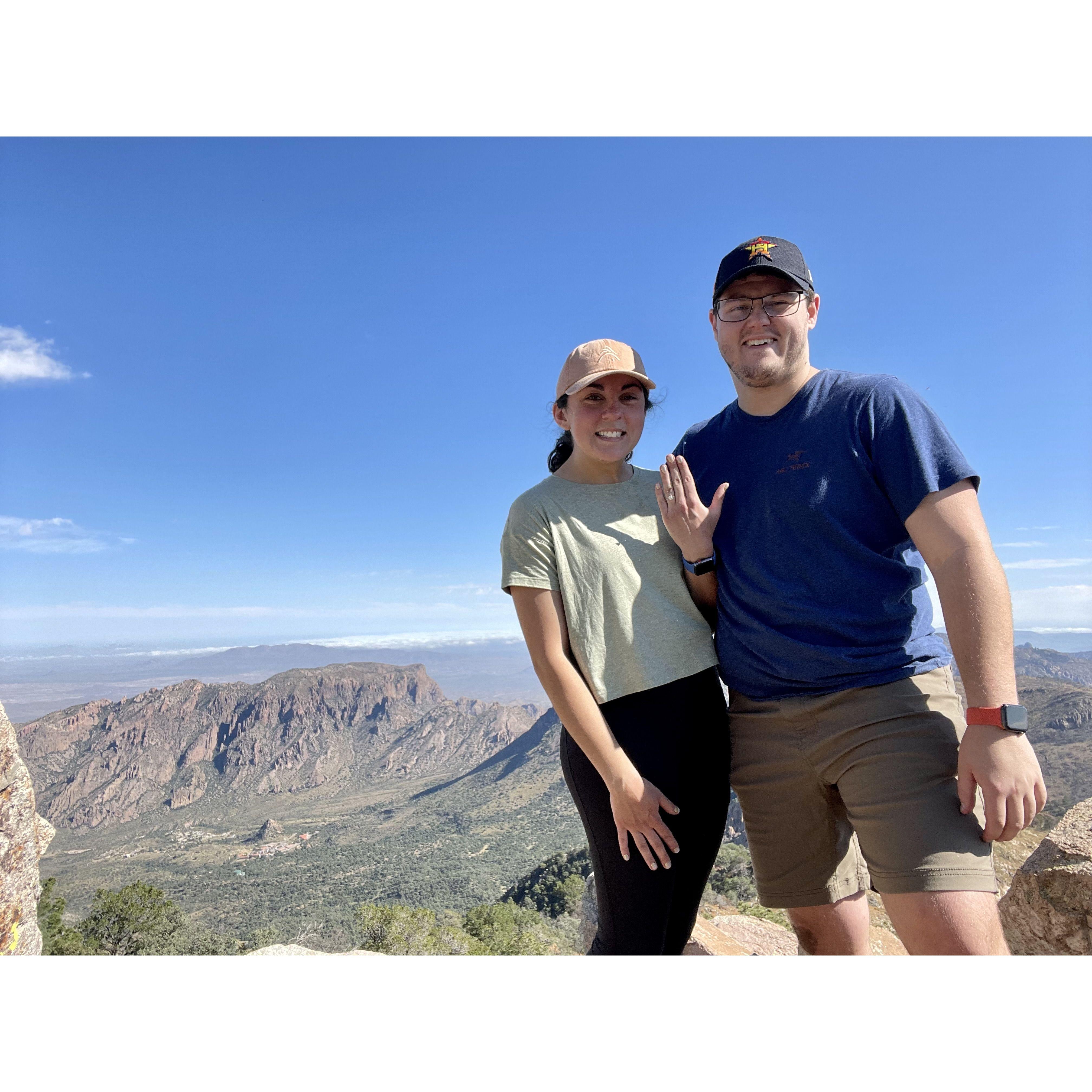 Said yes at the the highest peak in Big Bend National Park. We camped out in the backcountry and slept under the stars the night before.