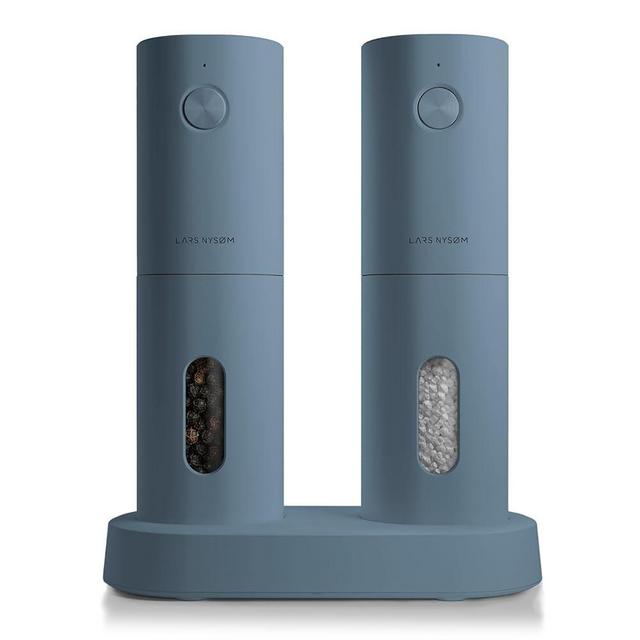 LARS NYSØM Electric Salt and Pepper Grinder Set I Automatic Salt and Pepper Mills with Adjustable Ceramic Grinder I USB Rechargeable Electric Spice Grinder Set (Blue Stone)