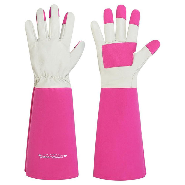 HANDLANDY Rose Pruning Gardening Gloves for Men & Women, Thornproof Long Gauntlet Gloves, Pigskin Leather - Breathable & Durability (Large)