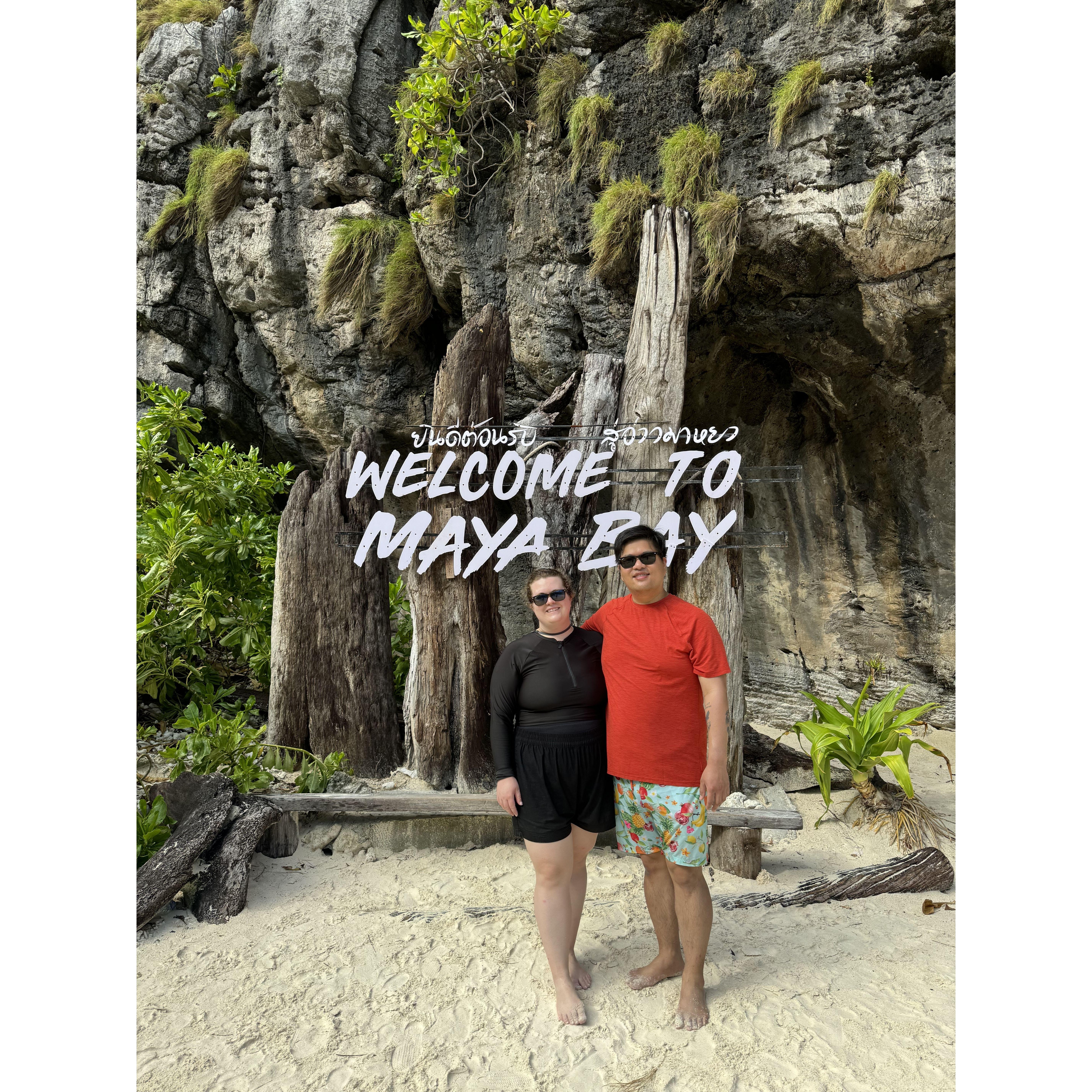 At the beautiful Maya Bay in Thailand