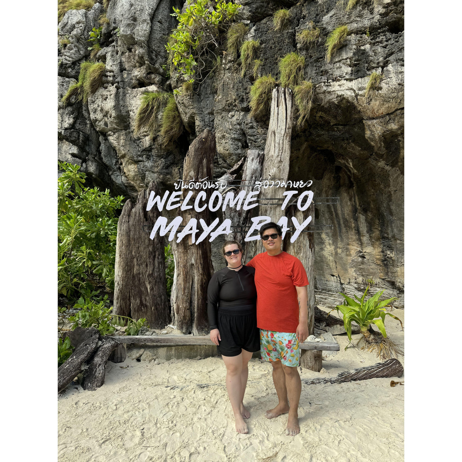 At the beautiful Maya Bay in Thailand