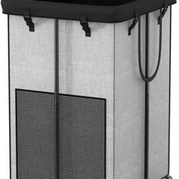 150L Large Laundry Hamper with Lid, Rolling Laundry Basket with Wheels, Oxford Fabric Dirty Clothes Hampers with Removable Laundry Bag & Metal Frame for Bedroom, Laundry Room, Bathroom, Dorm(Grey)