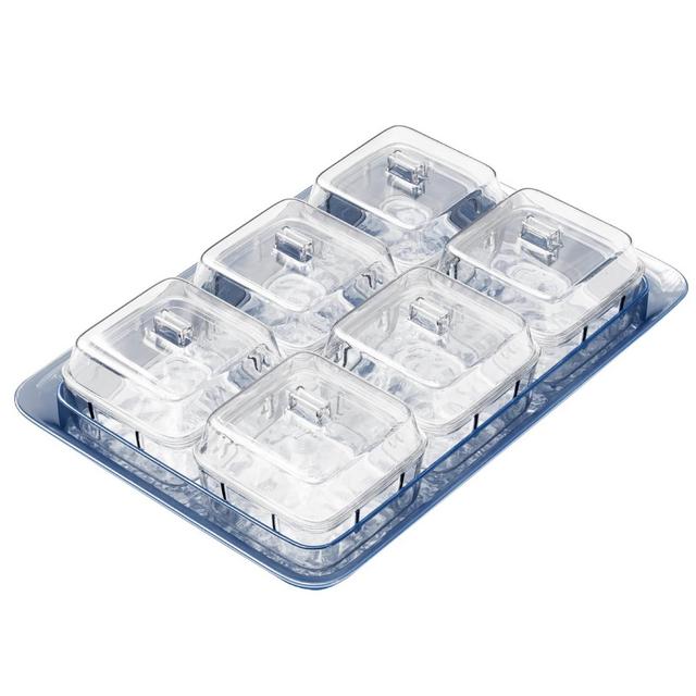 Elle Decor Acrylic Blue Tray w/ 6 Clear Bowls, Condiment Dishes, Serving Bowls, or Buffet Server, BPA Free, Perfect for Fruit, Appetizers, Chip & Dip