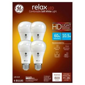 GE - Relax soft white hd 60watt equivalent a19 LED 4pk