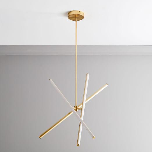 Light Rods LED Chandelier - Antique Brass