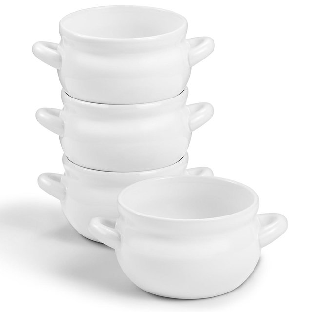 Kook French Onion Soup Bowls, Crocks with Handles, 18 oz, Set of 4