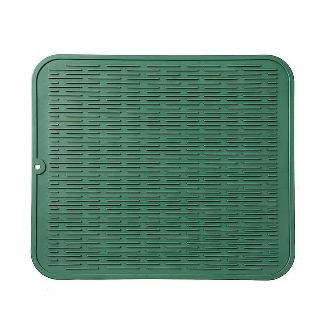 MicoYang Silicone Dish Drying Mat for Multiple Usage,Easy clean,Eco-friendly,Heat-resistant Silicone Mat for Kitchen Counter or Sink,Refrigerator or Drawer Liner Green XL 18 inches x 16 inches