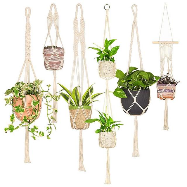 Hanging Plants for Bedroom Decor – 6 pack Macrame Plant Hangers Boho-Chic Cotton Rope, Hanging Pot Holder for Indoor and Outdoor Home Decor - Decorative Bohemian Hanging Planter