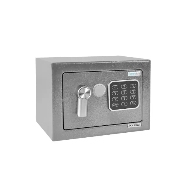 SereneLife Compact Electronic Safe Box with Digital Touch Pad - Silver