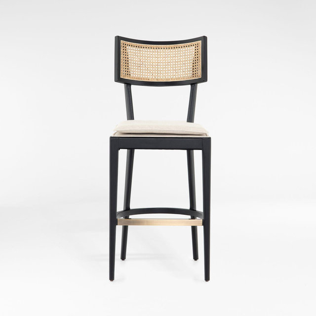 Libby Black Wood and Natural Cane Counter Stool