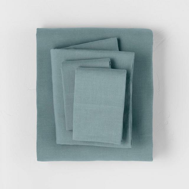 King Linen Blend Sheet Set Teal Blue - Casaluna™