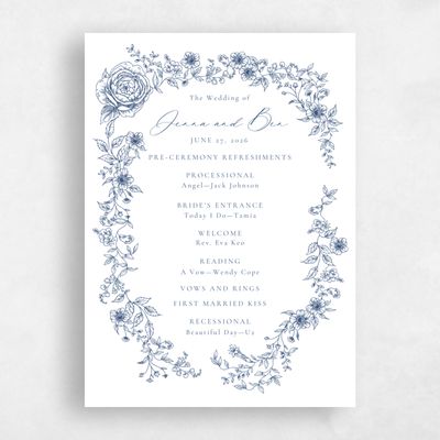 Dark Cobalt, Blue Wedding Program - Taylan