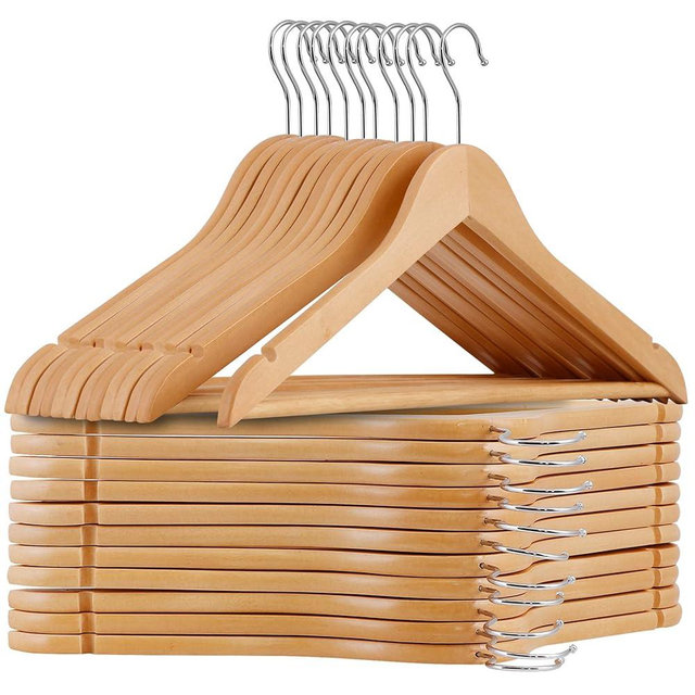 ZENY Premium Wooden Hangers 50 Pack, Coat Hangers with 360-Degree Rotatable Hook, Clothes Hangers for Suit, Shirts, Jackets, Dress, Pant (Natural)