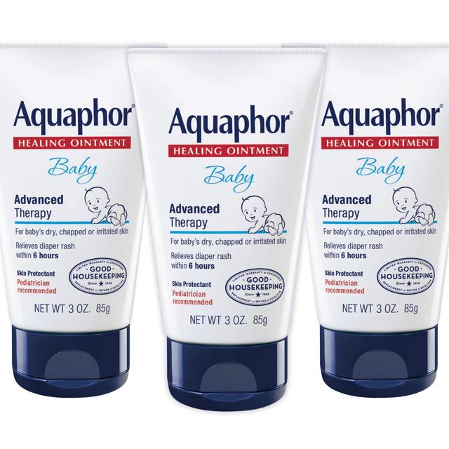 Aquaphor Baby Healing Ointment - Advanced Therapy for Chapped Cheeks and Diaper Rash - 3 Oz (Pack of 3)